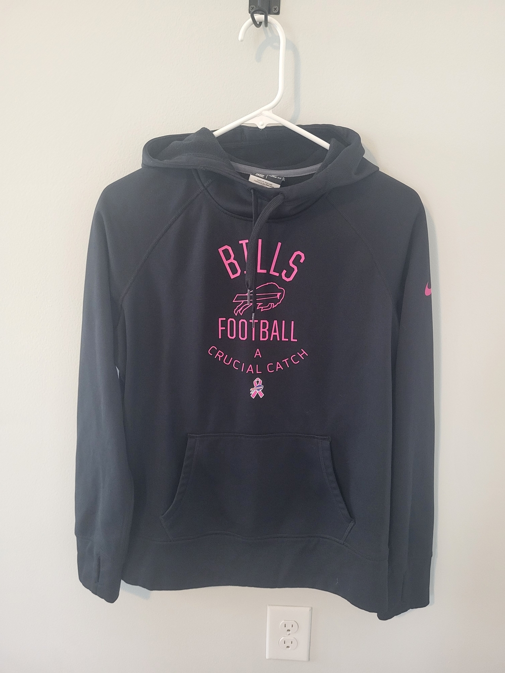NFL Black Hoodie with Pink Bills Football Graphics